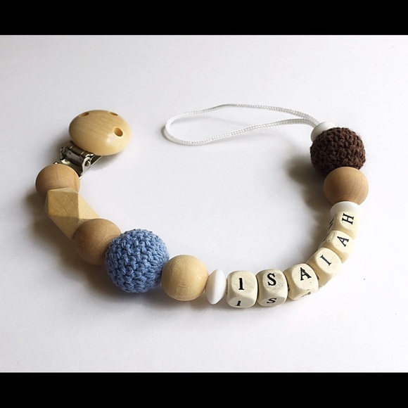 Other - Pacifier clip wooden crocheted beads