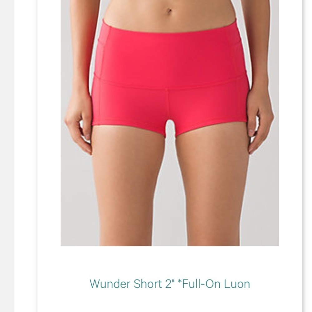 Wunder shorts lush coral size 4 lululemon