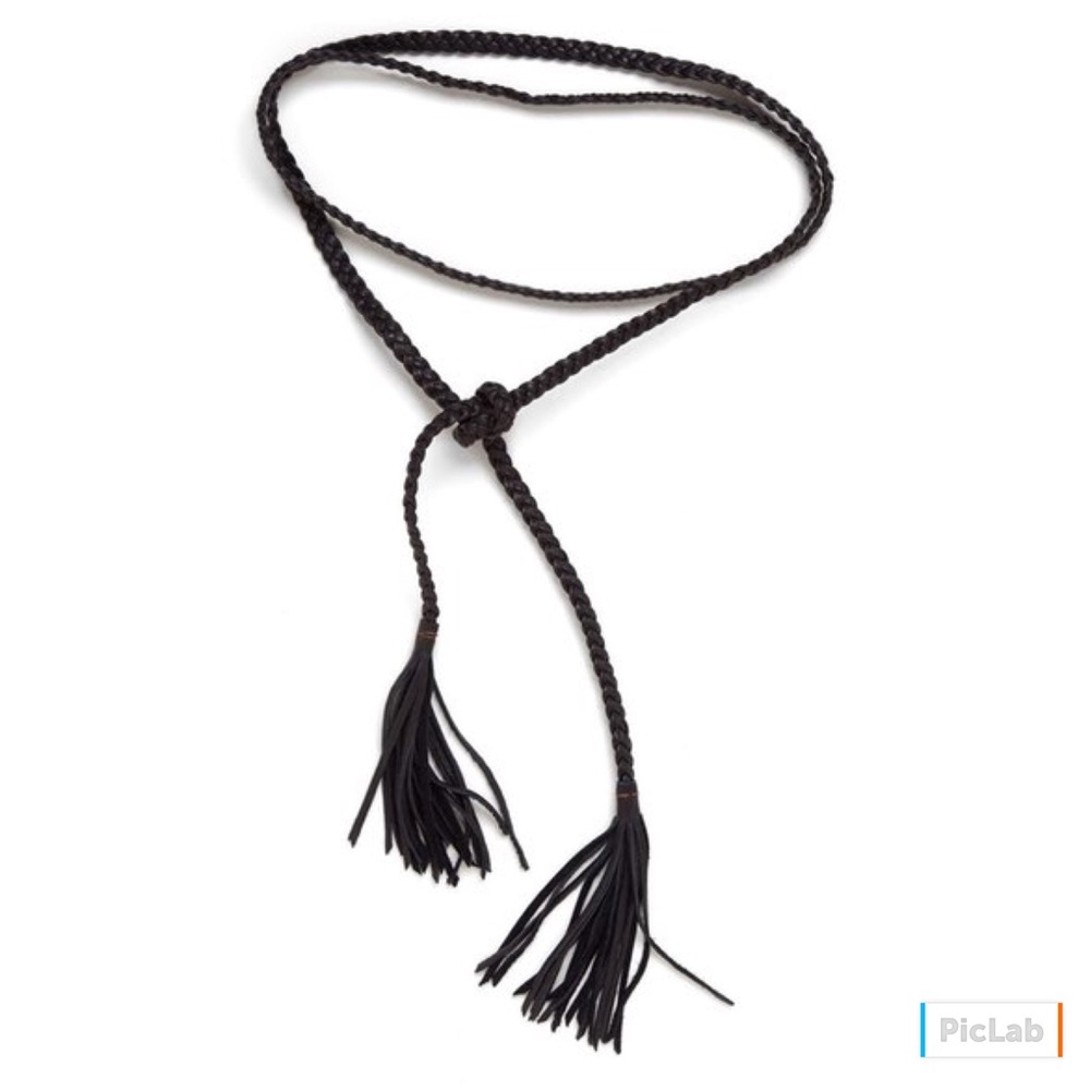 Leather Double Wrap Tassel Belt