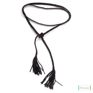 Leather Double Wrap Tassel Belt