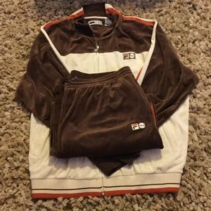 fila sweatsuit mens brown