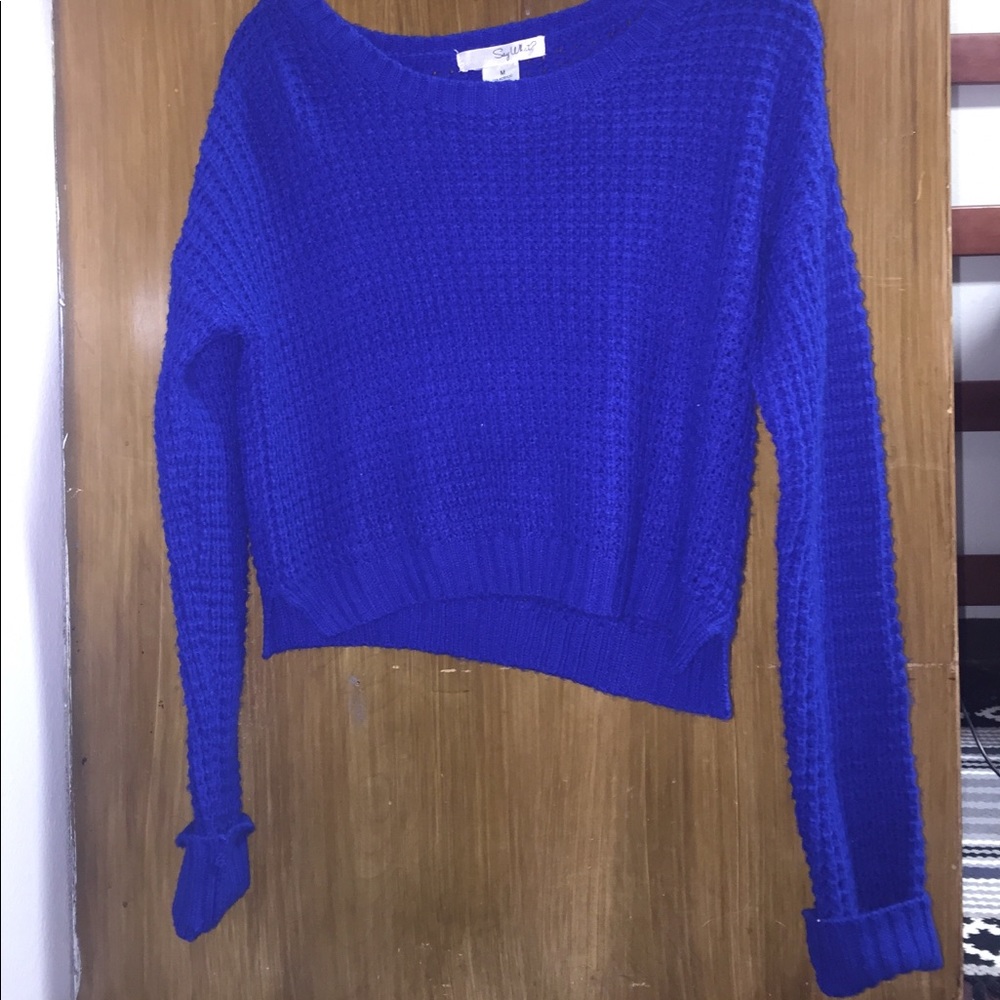 Blue knitted sweater