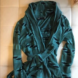 green and black wrap sweater by Glam