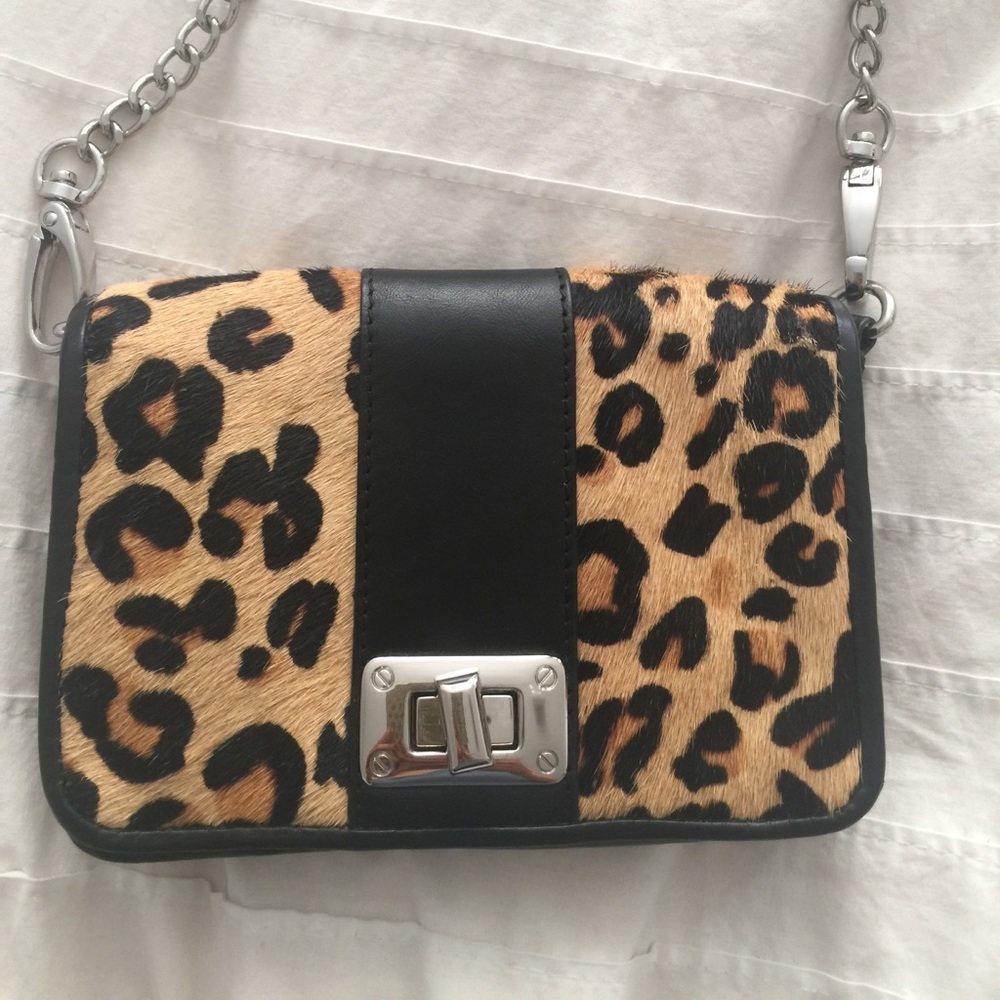 Neiman Marcus Leather Leopard Print Cross Body