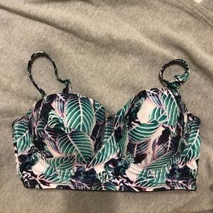 ASOS Miami Palm Print Longline Bikini Top