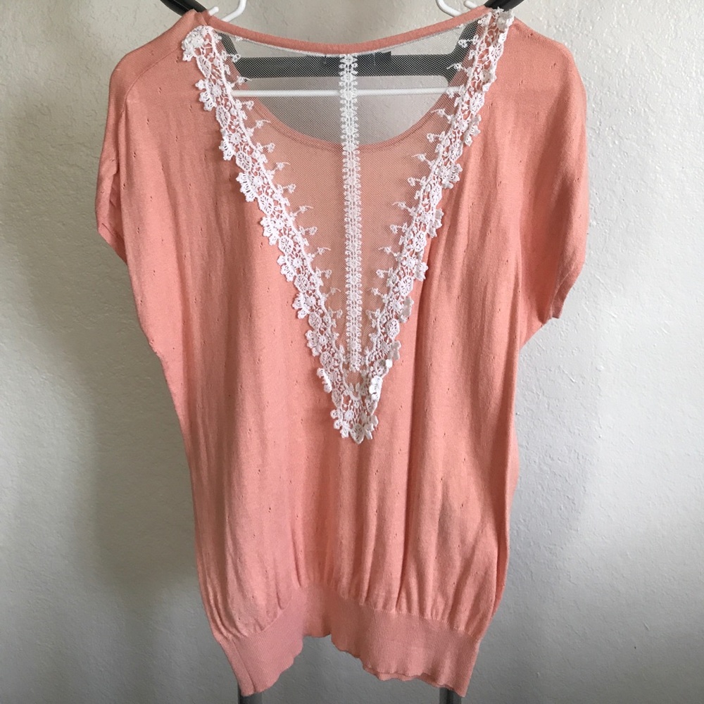 Maurice's Peach Top with Lace
