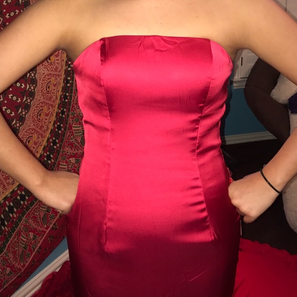 Red, Mermaid Prom Dress - Picture 2 of 4