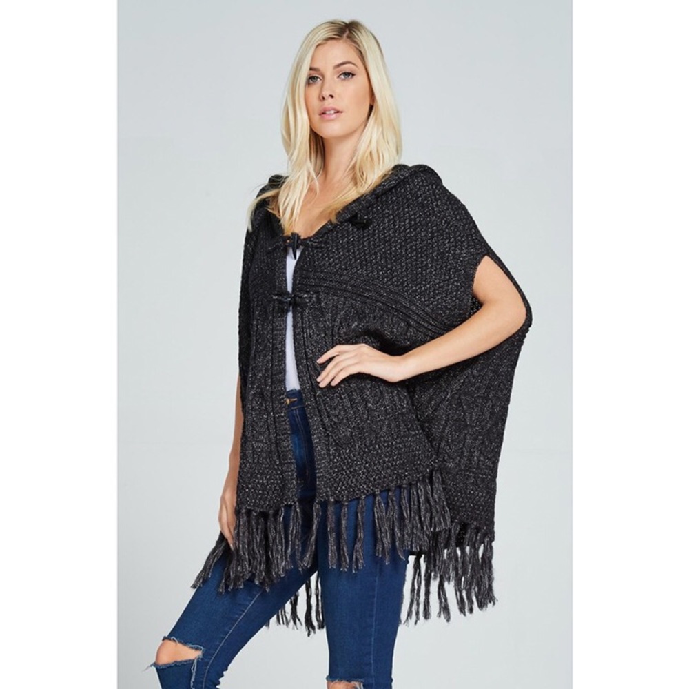 💕 Short Sleeve Hooded Poncho