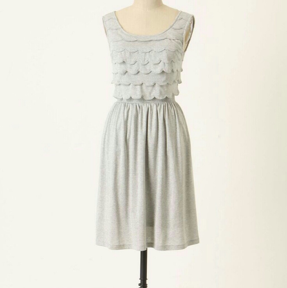 Anthropologie Deletta Silver Sparkle Scallop Dress