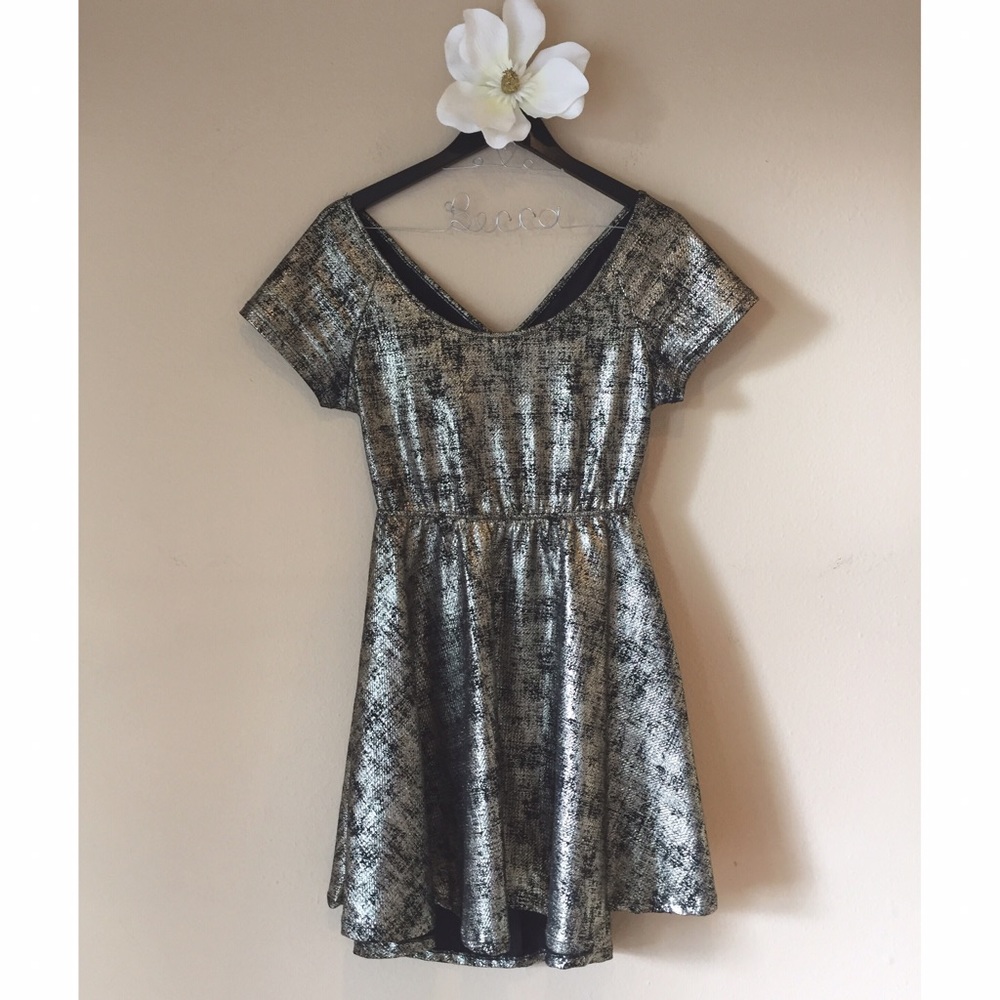 Golden metallic mini dress