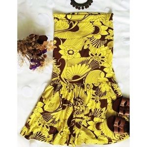 Boho Floral Print Strapless Tube Dress Fits S