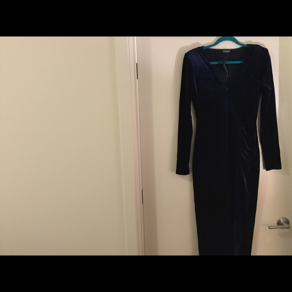 (NWT) Midnight blue side slit maxi dress