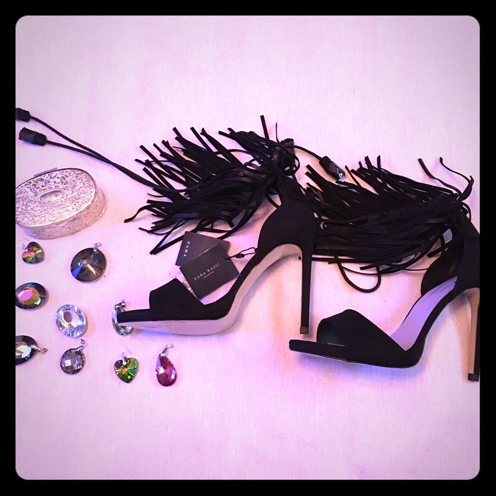 Zara Fringe Heels Sz Super Sexy & Fun