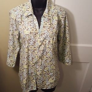 Eddie Bauer button up top 3/4 sleeves flower print