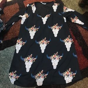 Black peach love bull skull boutique dress