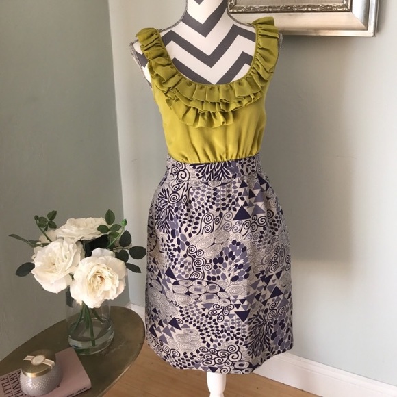 anthropologie dresses chartreuse and purple dress poshmark