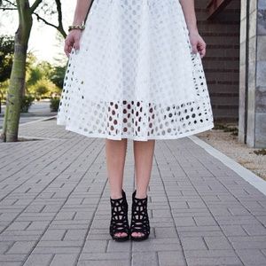 White High-Waist Eyelet Skirt