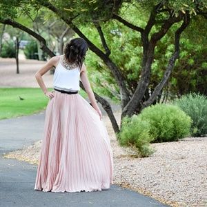 Pink Pleated Maxi Skirt