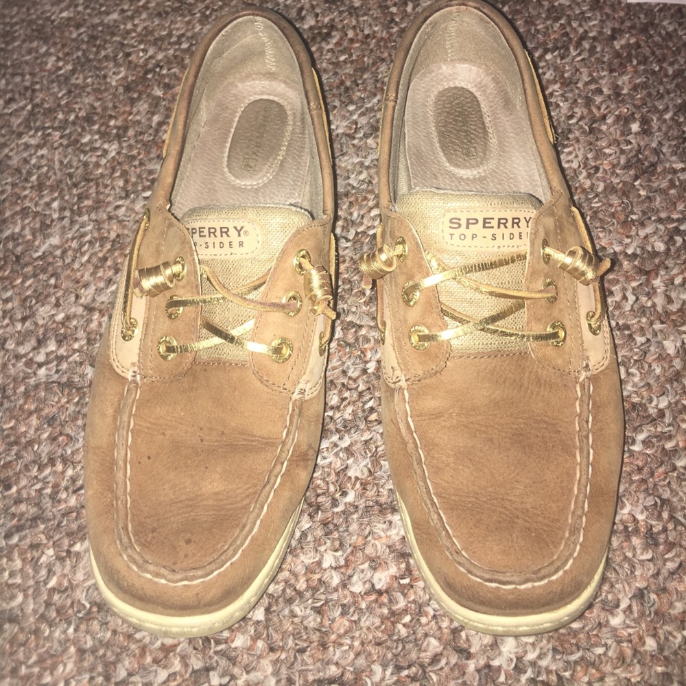 Gold Sperry top siders