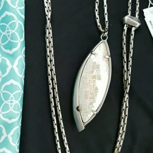 Crackle Ivory Pearl Stone long necklace