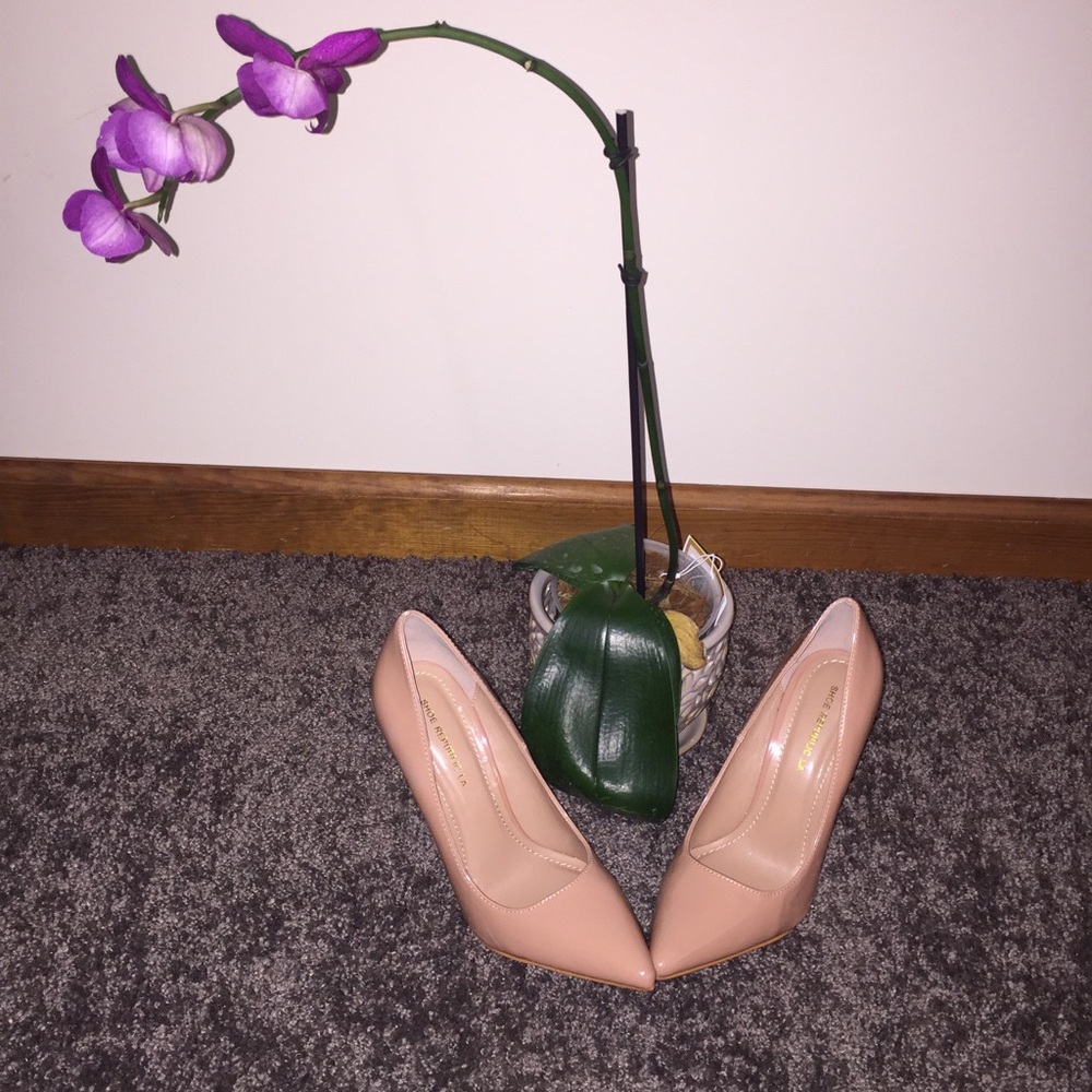 Nude Patent Leather Pumps