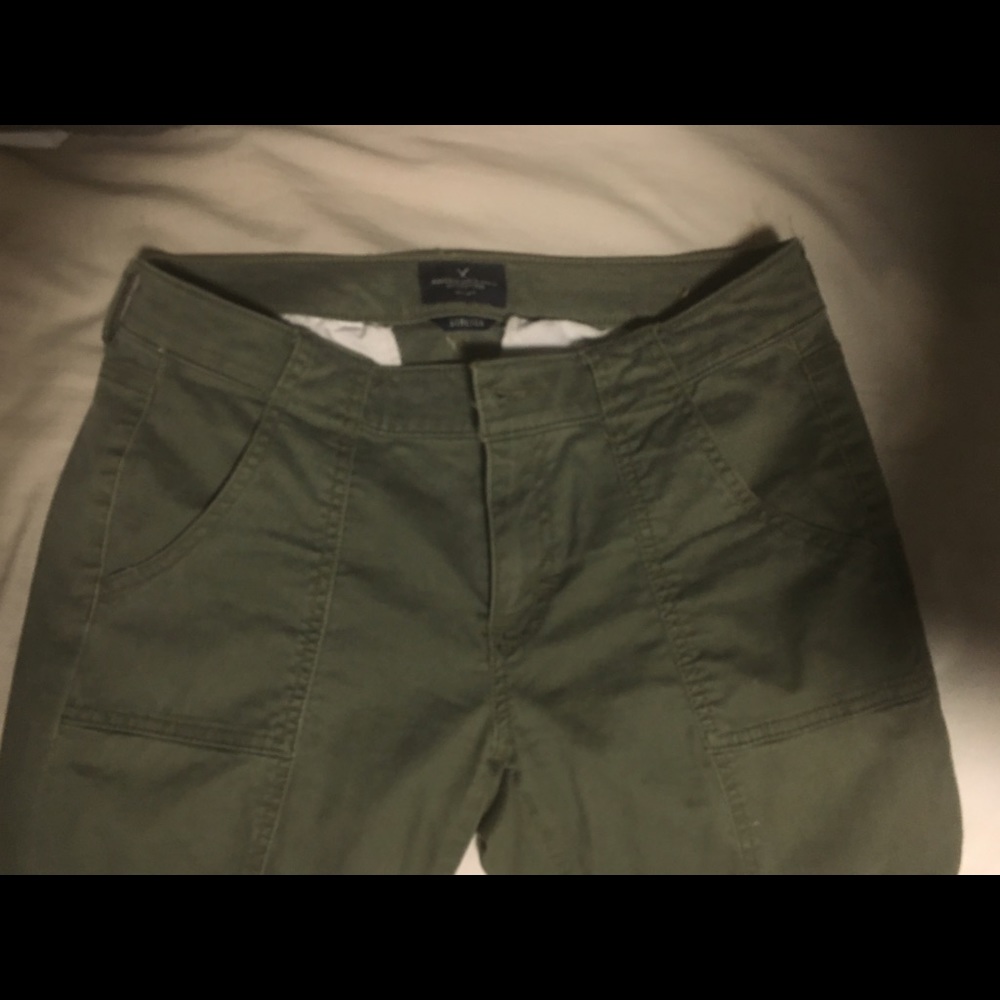 American Eagle Army Green Skinny Jeans
