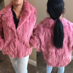 Pink fur coat