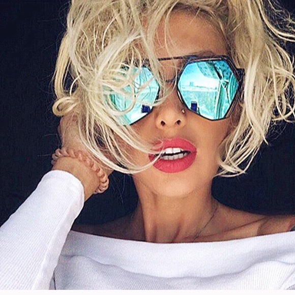Last 1 (1st pic)! Hexagon mirrored aviator sunnies - Picture 4 of 8