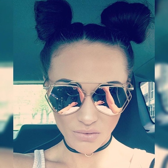 Last 1 (1st pic)! Hexagon mirrored aviator sunnies - Picture 2 of 8