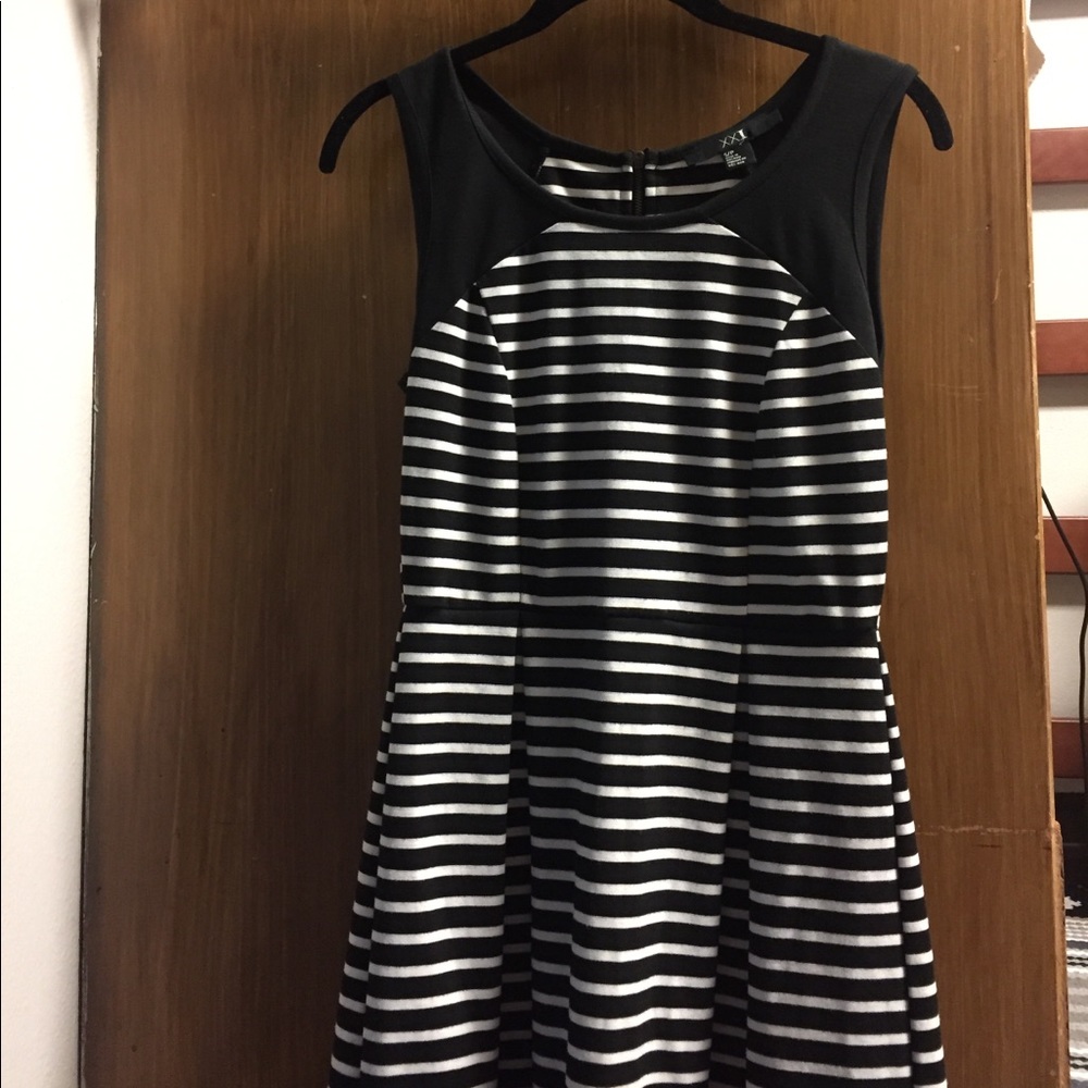 Black and white striped skater dress
