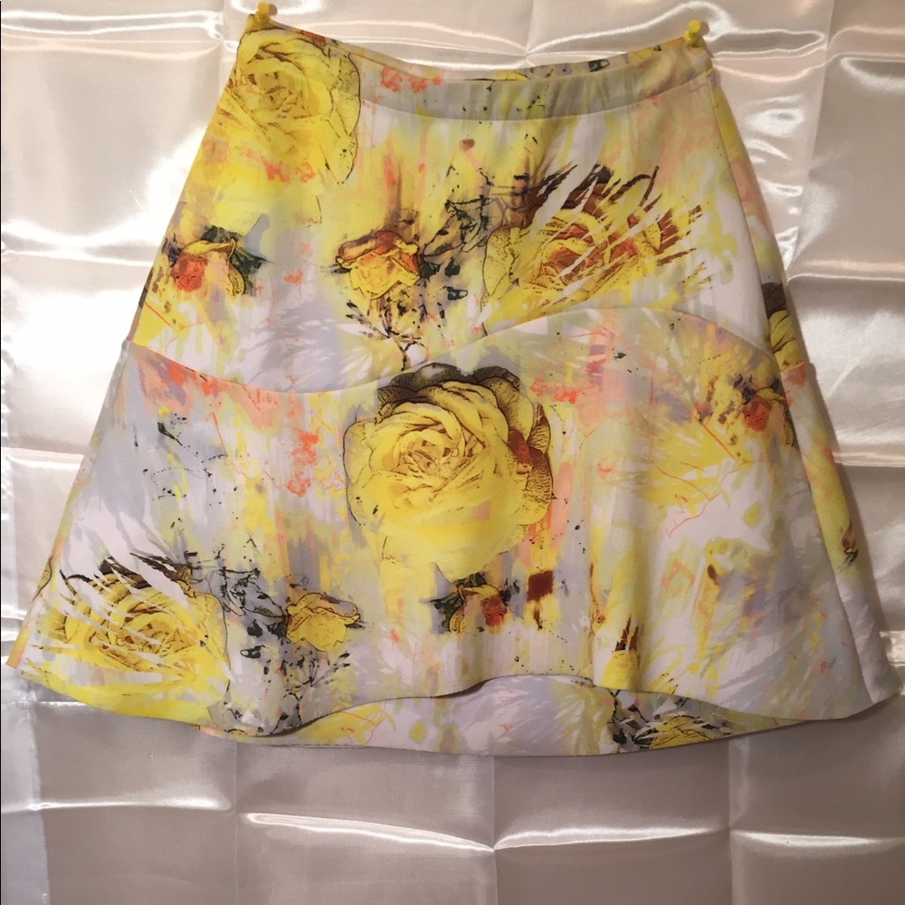 Beautiful yellow + white floral skirt