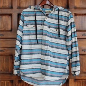 Medium FRWD Denim &Co White/Blue Stripe Button Up