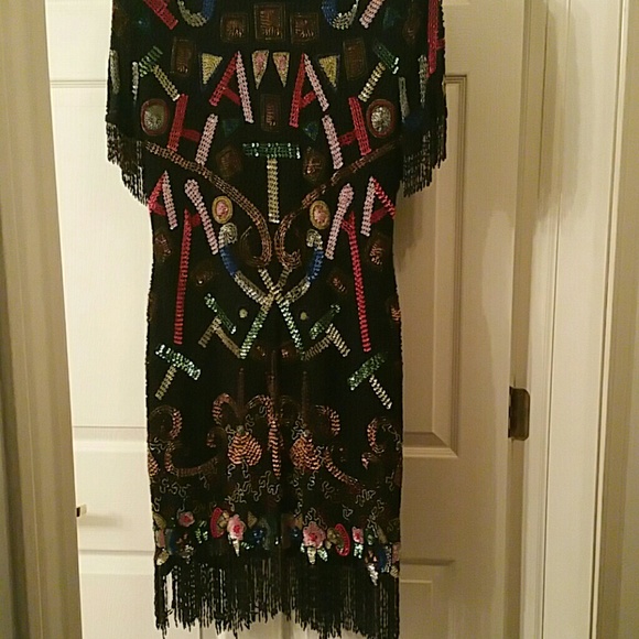 Dress sequined with beads..lined...14" w by 37" h - Picture 3 of 4