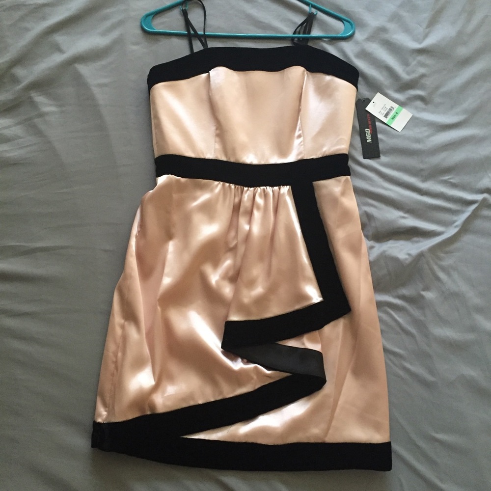 Strapless satin & velour trim cocktail dress (NWT)