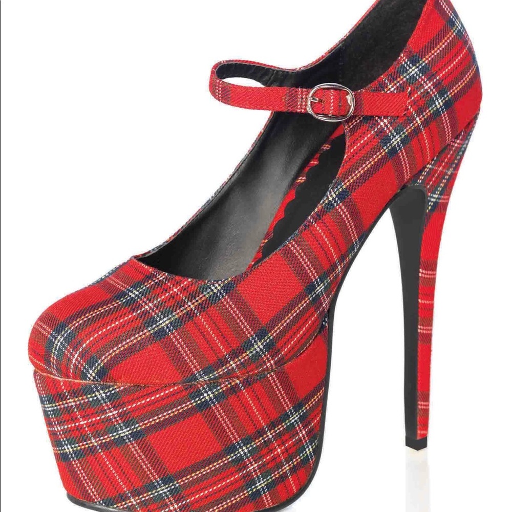 School girl 6.5" plaid stiletto Mary Janes