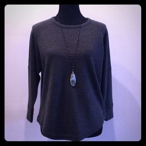 Sweet Romeo Gray Round Neck Long Sleeve Sweater