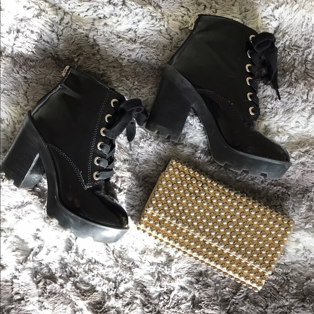 ALDO shiny lace up platforms