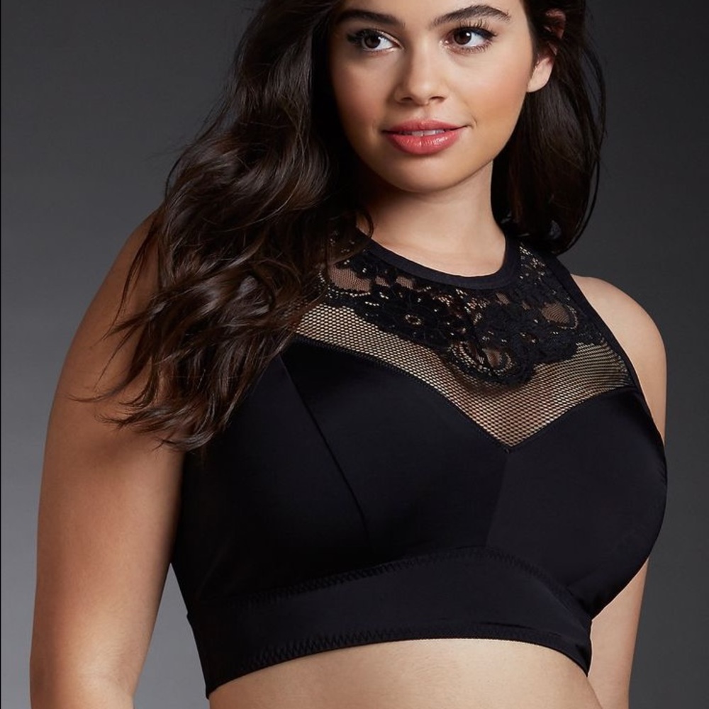 Torrid black high neck lace bralette size 3