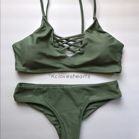 Sea Green Strappy Bikini - Picture 3 of 3