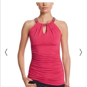 🔥WHBM 🔥Embellished Neck Halter. Coral. EUC. M
