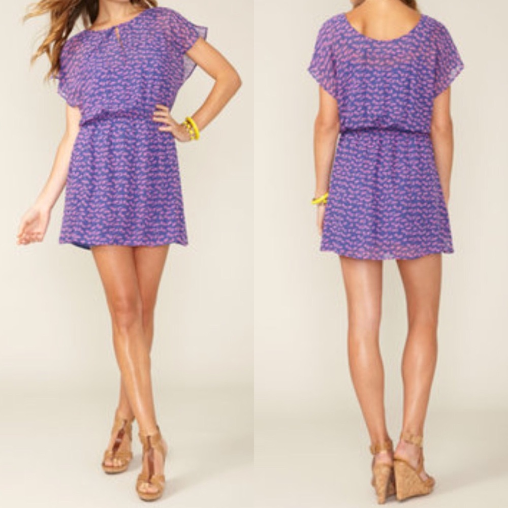Alex + Alex Ikat Leopard Silk Flutter Dress XS