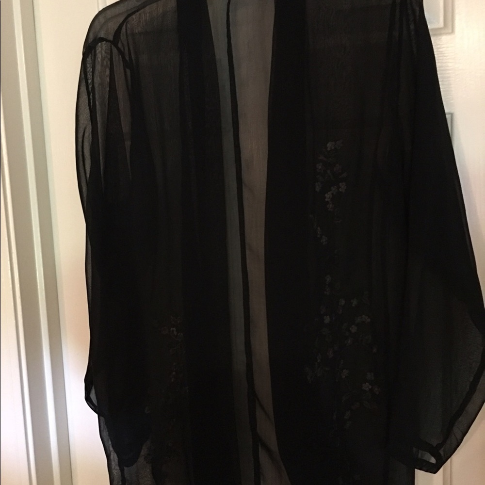 Black sheer open front blouse