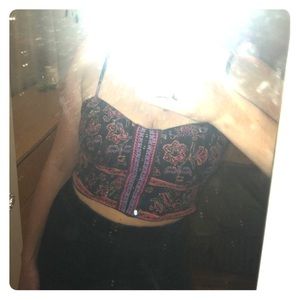 Boho Embroidered Corset Like Crop Top