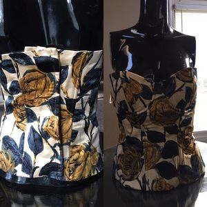 Satin floral boustier