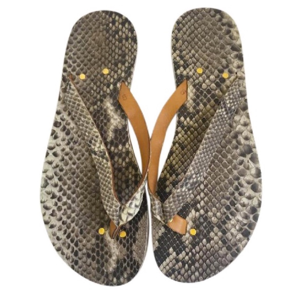 Snakeskin Flip Flop Sandals