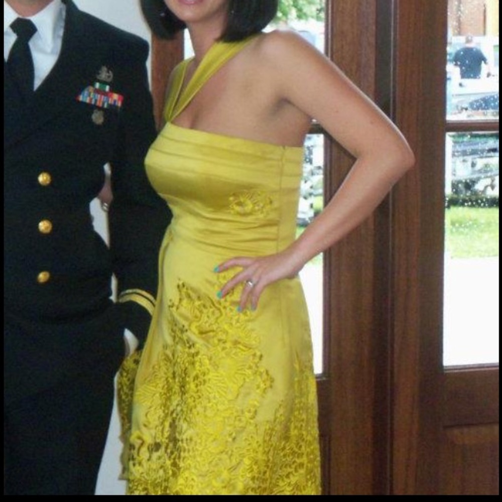 Karen Millen curry-gold evening gown