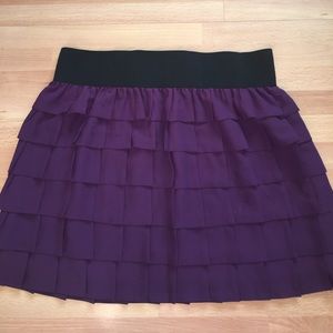 Anthropologie deep purple tiered skirt Floreat - L