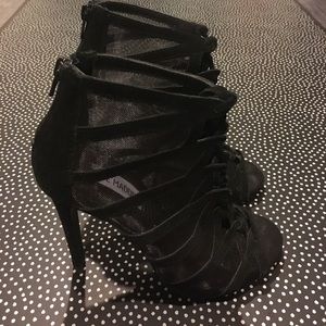 Steve Madden Black Mesh Bootie Heels
