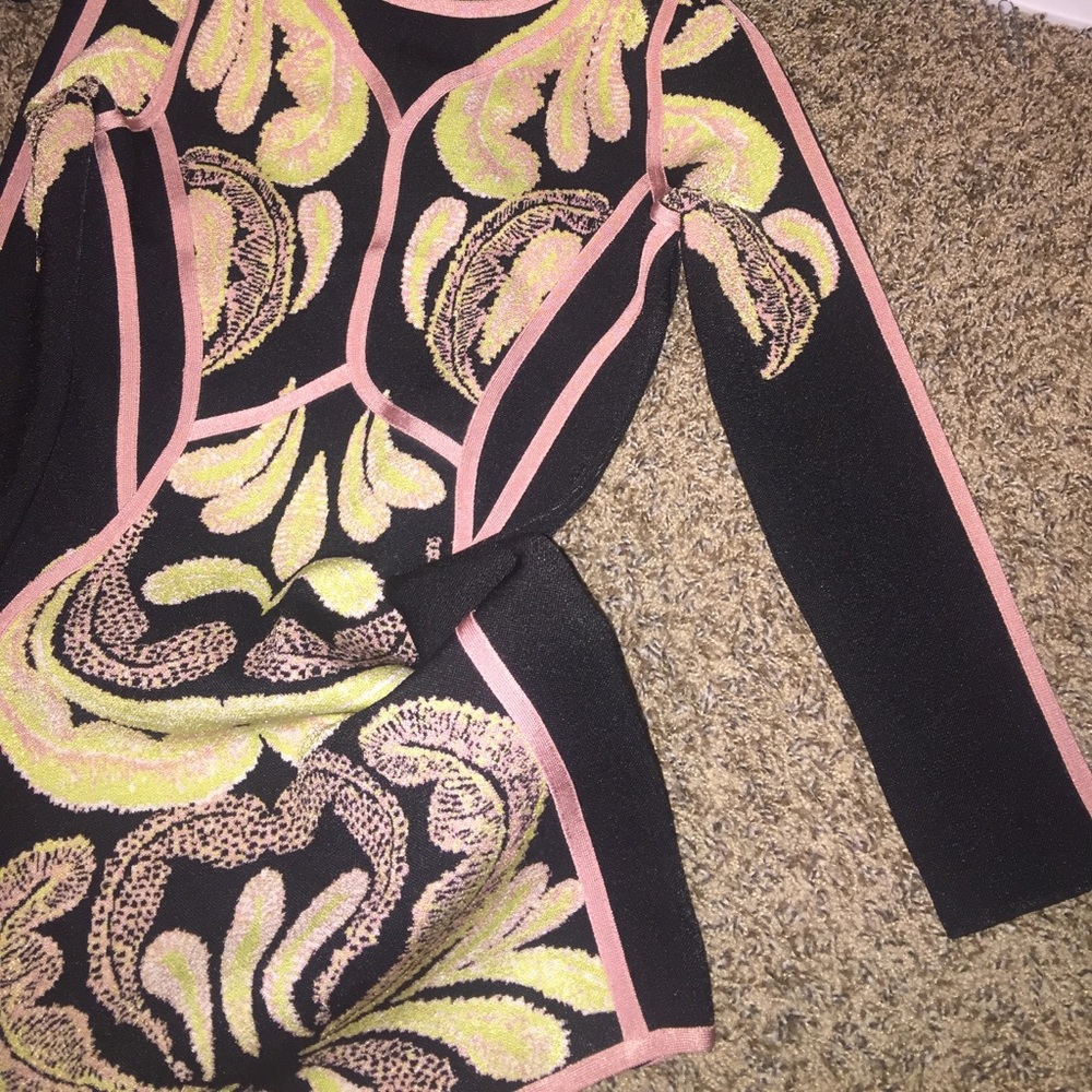 Black Pink and Yellow Bandage Dress Size: SMALL