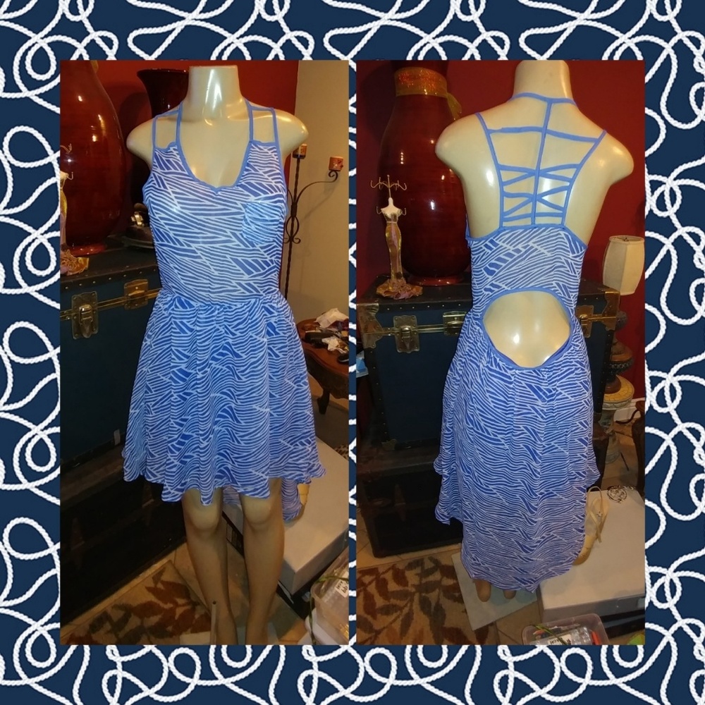 poof couture hi low cage dress